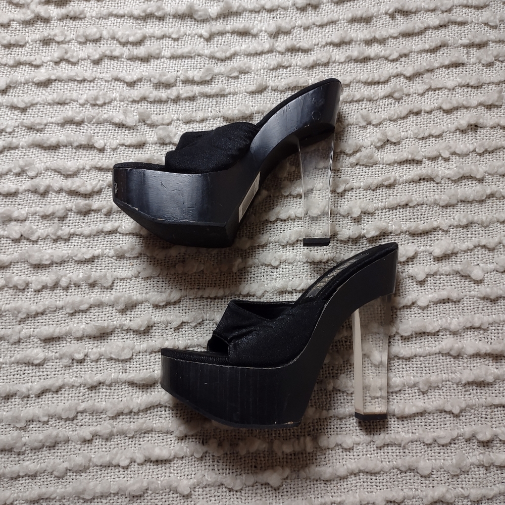 Vintage Y2K clear chunky heel slip on platform sandal